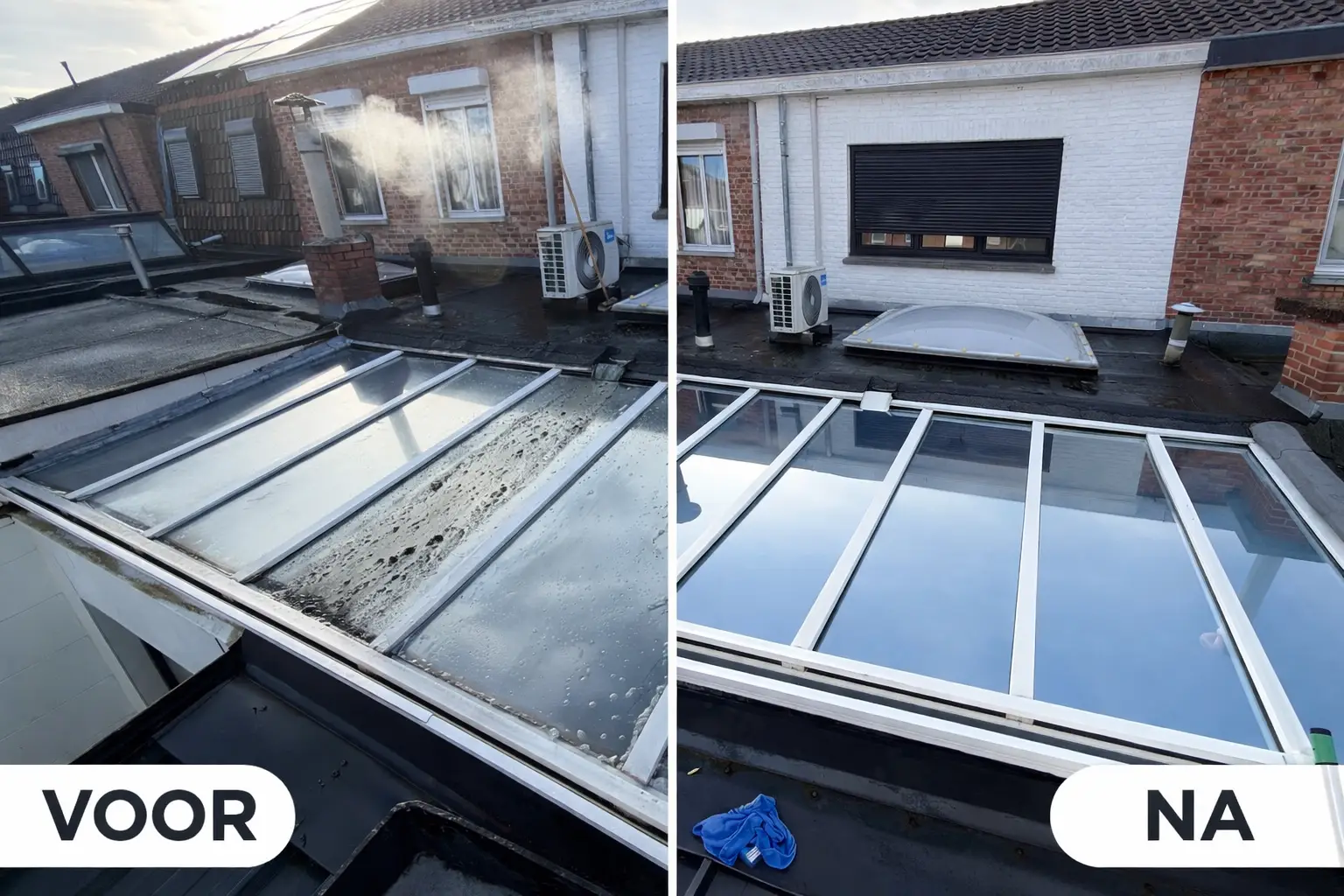 Schoonmaak voor en na vergelijking